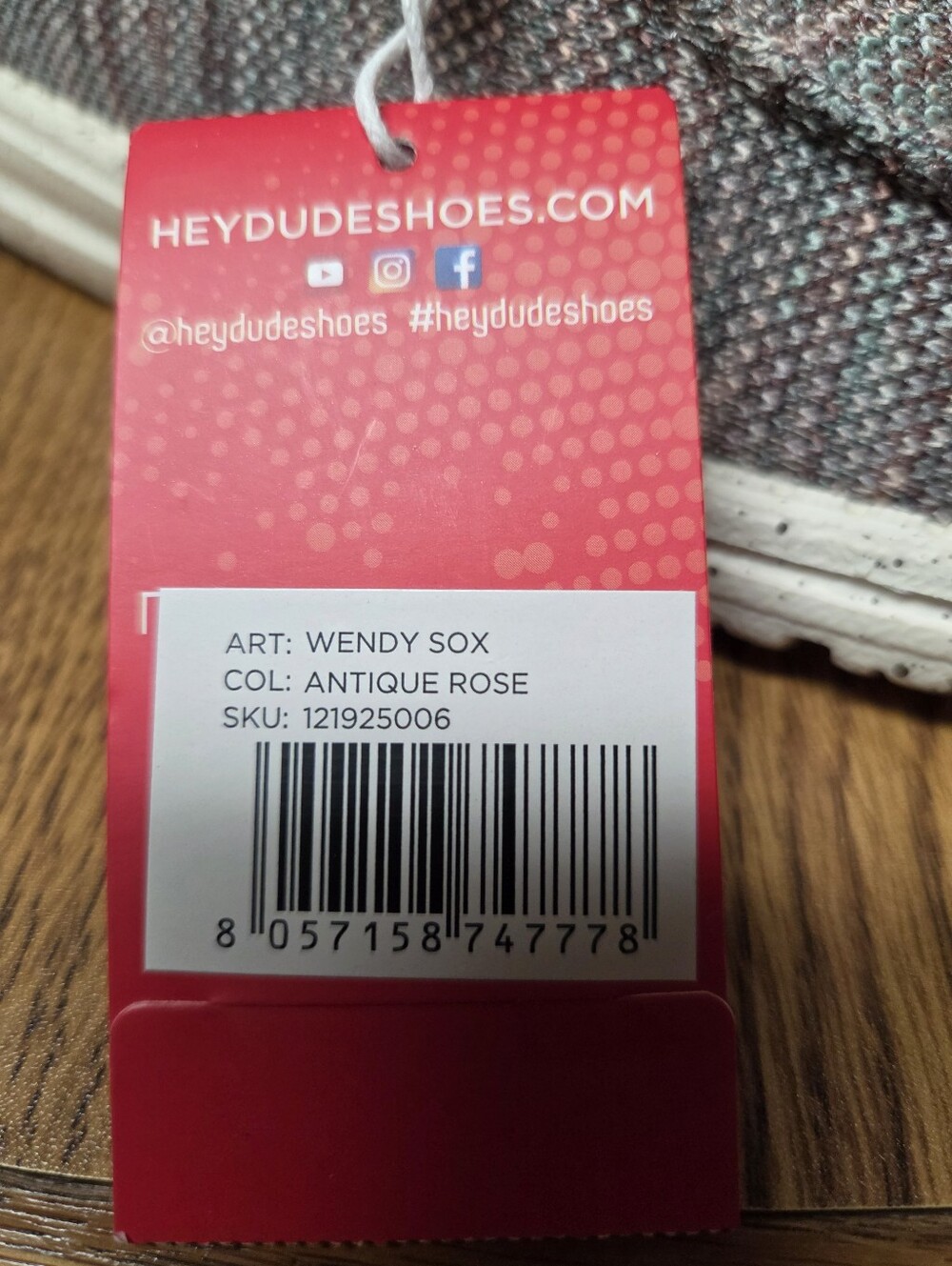 NWT Hey Dude Wendy SOX Slip-On Shoes in Heathered Gray & Rose Size 9 - Picture 4 of 10